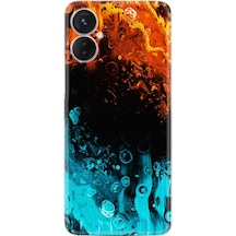 Tecno Spark 9T Kilif Silikon Desen Orange Blue Color 1665 566399801