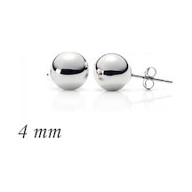 925 Ayar Gümüş Top Küpe - 4 Mm Çok Renkli