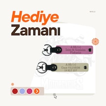 Otomobil Sahipleri İçin İsim Plaka Ve B Rh - Kan Grubu Yazılı 2' Li Anahtarlık Set, Mor-bordo-ysl