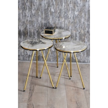 Zigon Sehpa Efes Metal Ayak Çift Gold Efes Beyaz