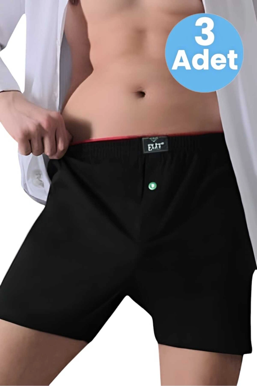 Tezzgelsin Erkek Pamuklu 3'lü Havlu Bel Boxer Siyah