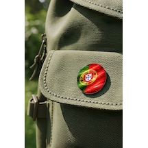 Portekiz Portugal Abstract Ülke Bayraklı Buton Rozet - 44 MM 5 Adet Çok Renkli