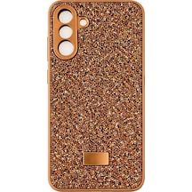 Samsung S24 Fe İle Uyumlu İnce Parlak Taşlı Premium Sw Telefon Kılıfı Bronz