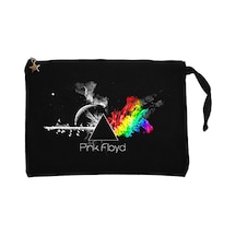 Pink Floyd RainBow Siyah Clutch Astarlı Cüzdan / El Çantası Siyah
