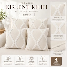 Premium Kırlent Kılıfı 4'lü Set 43x43 Cm Bej-beyaz
