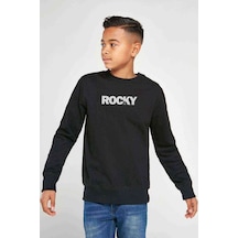 Tshirthane Rocky Baskılı Unisex Çocuk Siyah Sweatshirt Siyah