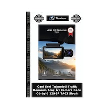 Özel Seri Teknoloji Trafik Donanım Araç İçi Kamera Gece Görüşlü 1296p Ta03 Siyah