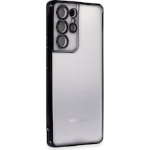 Samsung Uyumlu Galaxy S21 Ultra Kılıf Kamera Korumalı Lensli Silikon Siyah