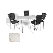 Japon - Kapitoneli Masa Takımı - 70x120 Werzalit, Wermodin Ve Allzalit Tabla - Afyon Marble - Siyah Çok Renkli