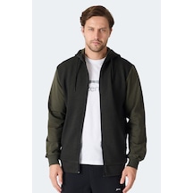 Slazenger Flame Erkek Kapüşonlu Cepli Haki Sweatshirt Haki