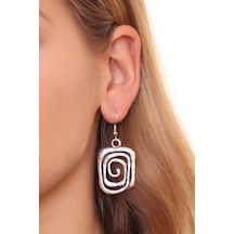 Kadın Antik Gümüş Kaplama Sallantılı Spiral Küpe Gümüş