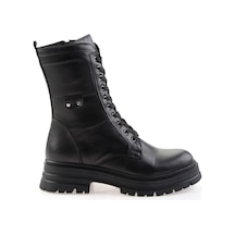 Bambi Siyah Hakiki Deri Kadın Bot & Bootie K02462040503 Siyah