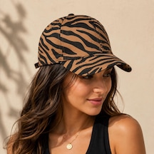 Valkyrie Kahverengi Zebra Desenli Kadın Şapka Ayarlanabilir Baseball Cap Pamuk Günlük Spor Şapka