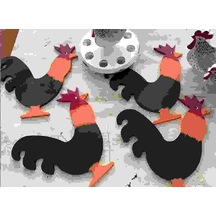 Horoz Ahşap Supla - Amerikan Servis - Tabak Altı Çok Renkli