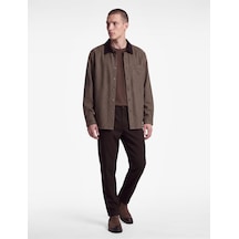 Koton Viskon Karışımlı Cepli Beli Lastikli Düğmeli Slim Fit Pileli Kumaş Pantolon Kahverengi 7wam40082nw Kahve