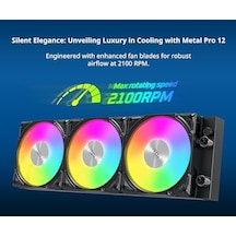 Hyperflow Argb 360mm-aıo Cpu Sıvı Soğutucu-ıntel Lga 1700/1200/15x/2066, Amd Am3/am4/am5 Soketler İçin-geliştirilmiş 3100 Rpm Su Pompası Tasarımı-3x 120 Mm Yüksek Performanslı Pwm 4 Pin