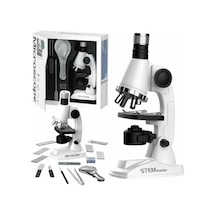 Oyuncak Işıklı Pilli Mikroskop, Eğitici Set, 100x-300x-400x-900x Büyütme