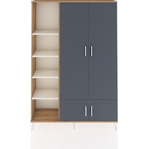 Arges Dolap 6 Raflı 4 Kapaklı Tek Askılı 132x30x195 Çam-antra... Çam