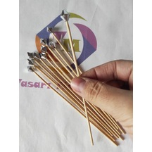 15 Cm Uzun Kürdan - 30 Adet Gümüş Piramit Boncuklu Kokteyl Karıştırıcı - Pasta Kürdanı