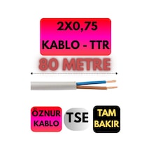 Öznur 2x0,75 Ttr Kablo Metre Seçenekli Beyaz - 80 Metre