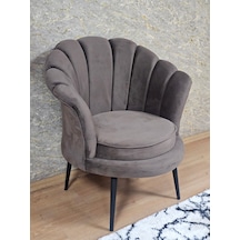 Zafir Tekli İstiridye Siyah Boyalı Sivriltme Ayak Çay Seti Koltuk Tekli Berjer , Balkon, Salon, Ofis Kahverengi