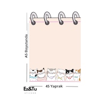 Kedili A5 Spiral Görünümlü Not Defteri 45 Yaprak Cute Cats Çok Renkli