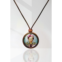 Frida Kahlo Ahşap Kolye N11.14820 Kahverengi