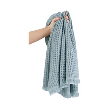 Gofre Dokulu Pamuk Havlu Takımı Yumuşak Ve Hızlı Kuruyan 70x140 Turkuaz