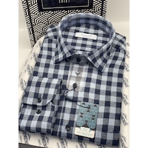 Klasik Uzun Kol Kışlık %100 Cotton Kareli Yaka Alttan Düğmeli Hediye Kutulu Erkek Gömlek Fs-001988 - Açık Mavi-1373 Açık Mavi