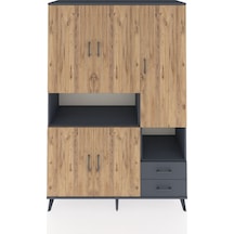 Hyperion Dolap 10 Raflı 2 Çekmeceli 5 Kapaklı 132x44x195 Antrasit-çam/antrasit Atlas Çam/antrasıt