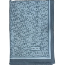 Vakko Twill İpek Şal - Helezon Monogram - Kot Mavi