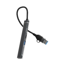 Dm Chb025 Usb-a Ve Type-c Girişli 2 Type-c 1 Usb-a Sd Micro Sd Tf Kart Okuyucu Çoklayıcı Dönüştürücü
