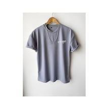 Flood Of Style Erkek Gri Represent Baskılı Bisiklet Yaka Oversize Tshirt