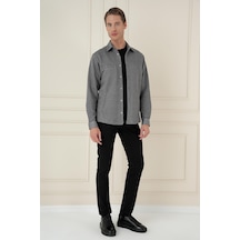 Efor G 1581 Slim Fit Gri Klasik Gömlek Gri