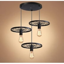 Mylights Retro Rustik Üçlü Siyah Sarkıt Avize Rustik Avize Çok Renkli