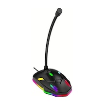 Oldfriend Siyah 1 Adet Taşınabilir Usb Rgb Oyun Mikrofonu Net Ses Led Işık Sessiz 150cm