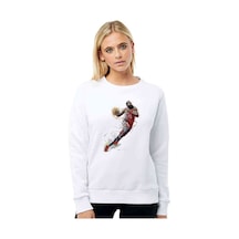 Roc Basketci Basketbolcu Baskılı Beyaz Kadın Sweatshirt