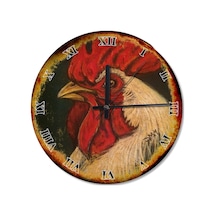 Kırmızı Ibikli Horoz Roma Rakamlı Desenli Duvar Saati (407686215) Kırmızı