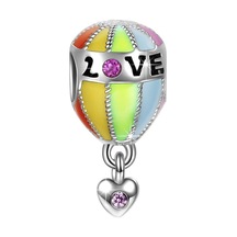 Nur Silver Love Renkli Balon Gümüş Charm Nur-bl09084