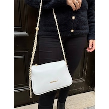Just Polo Kadın Zincir Askılı Günlük Ve Özel Kullanıma Uygun Şık Tasarımlı Omuz & Çapraz Çanta Shoulder Bag Beyaz
