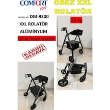 Comfort Obez Geniş Kilolu Hasta Yürüteçi Alüminyum Rolatör Tekerlekli Yürüteç Frenli