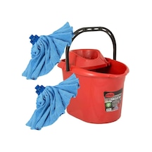 12 Litre Sıkmalı Temizlik Mop Kovası+2 Adet Mikrofiber Havlu Mop Paspası Hediye Süper Emici Efsane