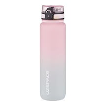 Uzspace 1000ml Çift Renkli Sızdırmaz Bpa İçermez Kilitlenebilir Kapaklı Motivasyonel Tritan Su Matarası Pembe-gri 0