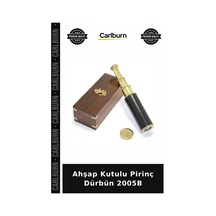 Özel Üretim Dekoratif Koleksiyon Hediyelik Antika Görünümlü Ahşap Kutulu Pirinç Dürbün 2005b
