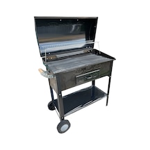 Acn Kömürlü Mangal Lüx Kapaklı 35 X 70 Cm Tekerlekli Barbekü Siyah