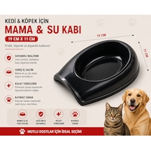 Kedi Köpek Mama Ve Su Kabı 19x11 Cm Oval Kaymaz Tabanlı - Siyah
