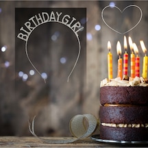 Doğum Günü Kızı Birthday Girl Metal Kristal Taşlı Taç Çok Renkli