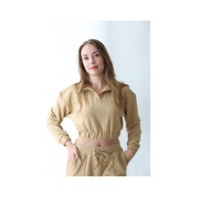 Nature The Brand Kahverengi Basic Sweatshirt Kadın - %100 Pamuklu Oversize Rahat Kalıp Sütlü Kahve