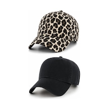 Caxis Soft Leopar Siyah Unisex 2'li Takım Arkası Cırtlı Ayarlanabilir Şapkalar Takımlı Soluk Leopar Ve Siyah