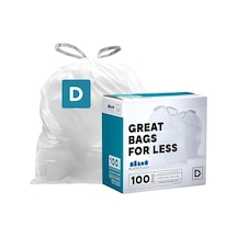 Plasticplace Özel Uyumlu Çöp Torbaları - Basit İnsan X Kodu D Uyumlu 100 Sayım - Beyaz İpli Çöp Astarları 5,3 Galon / 20 Litre